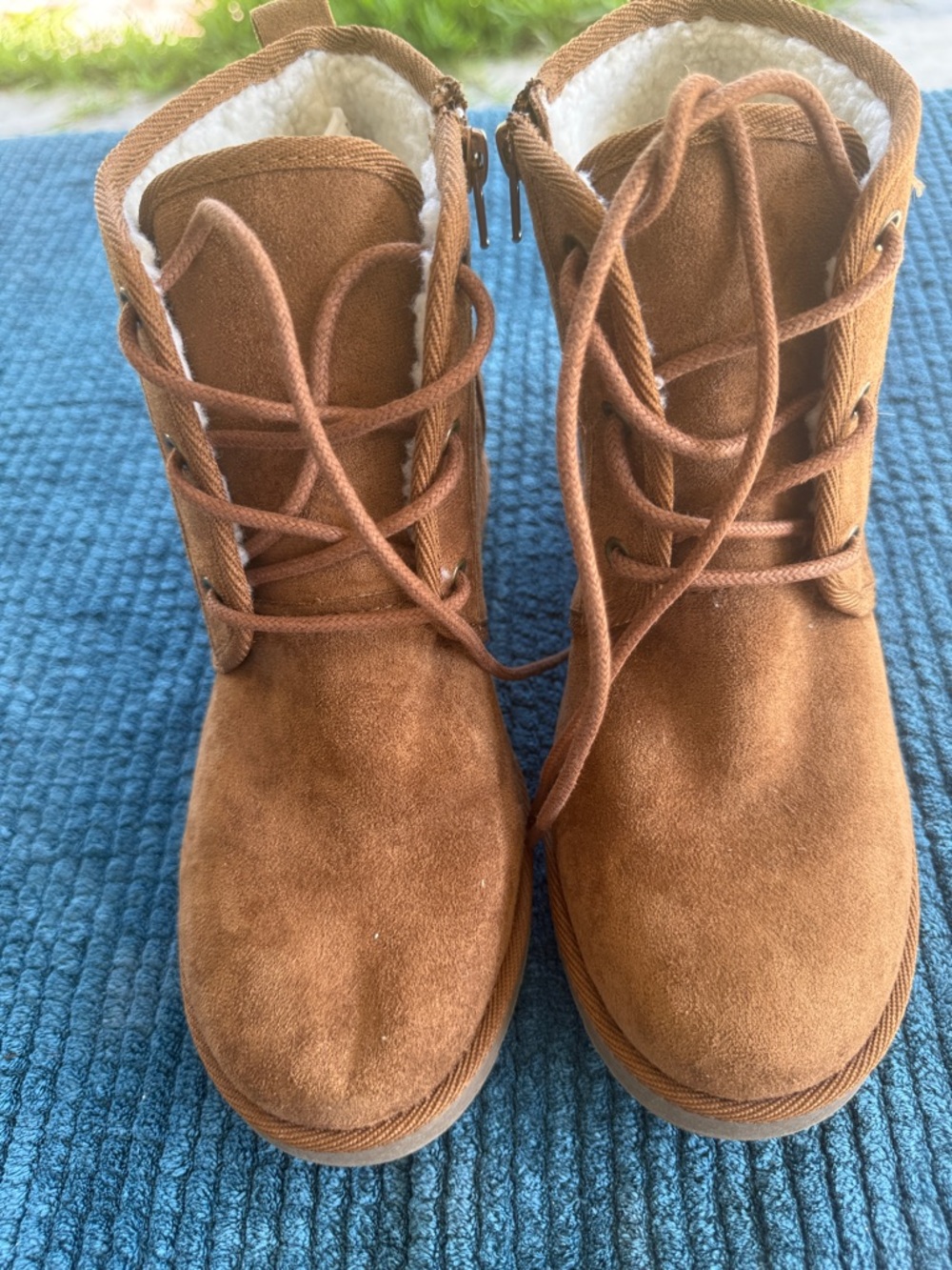 Cozy Suede Lace-Up Boots in Chestnut Brown